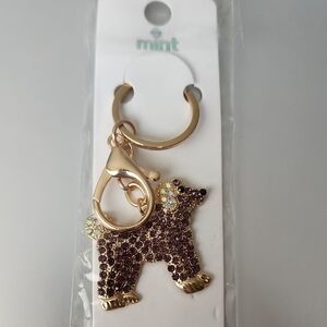 Bling DOG KEYCHAIN SIMULATED PINK AND IRRIDESCENT DIAMONDS